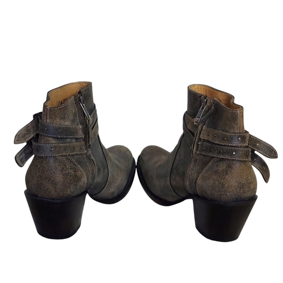 Shyanne Distressed Brown Leather Western Ankle Double Buckles Straps - Picture 14 of 16